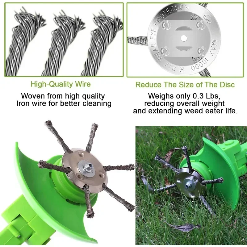 Wire Brush Cutter Trimming Head 6 Inch 3/6 Blade Lawn Mower Trimming Replacement Head for Cordless Trimmer Rotary Weeder Head
