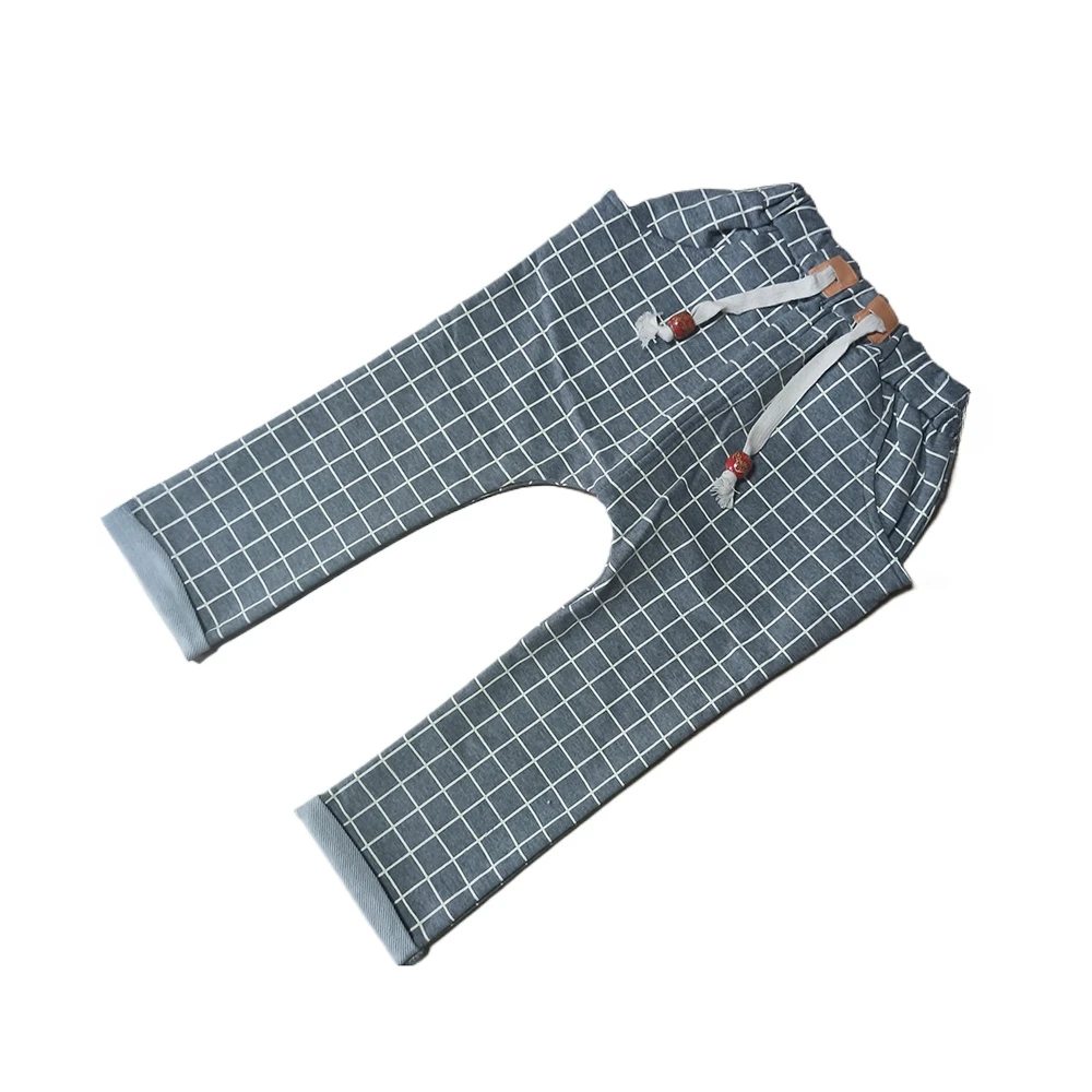 

Kids pants for boys and girls plaid harem pants letter loose kids clothes wholesale