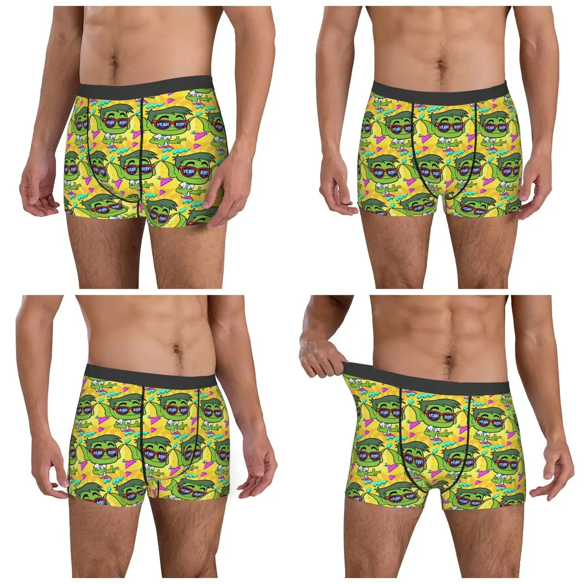 Boxer Underpants Shorts Cartoon Teen Titans Go Beast Boy (4) Panties Male Ventilate Underwear for Homme Man Boyfriend Gift