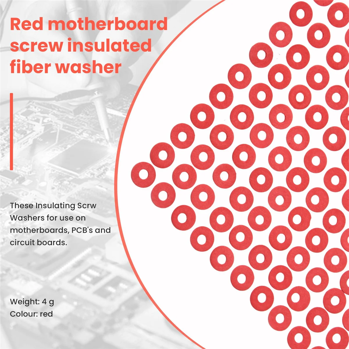 SODIAL(R) 100PCS Red Motherboard Screw Insulating Fiber Washers