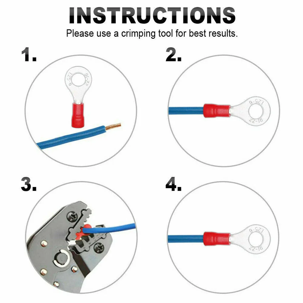 50PCS/100PCS RV1.25-3 Rec Ring insulated terminal Cable Wire Connector Electrical Crimp Terminal M3-M8
