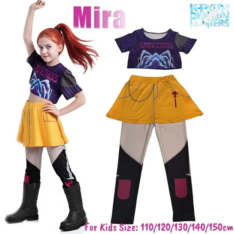 

New 2025 KPop Demon Hunters Rumi Mira Zoey Role Playing Costumes For Childrens Performances Halloween Costumes