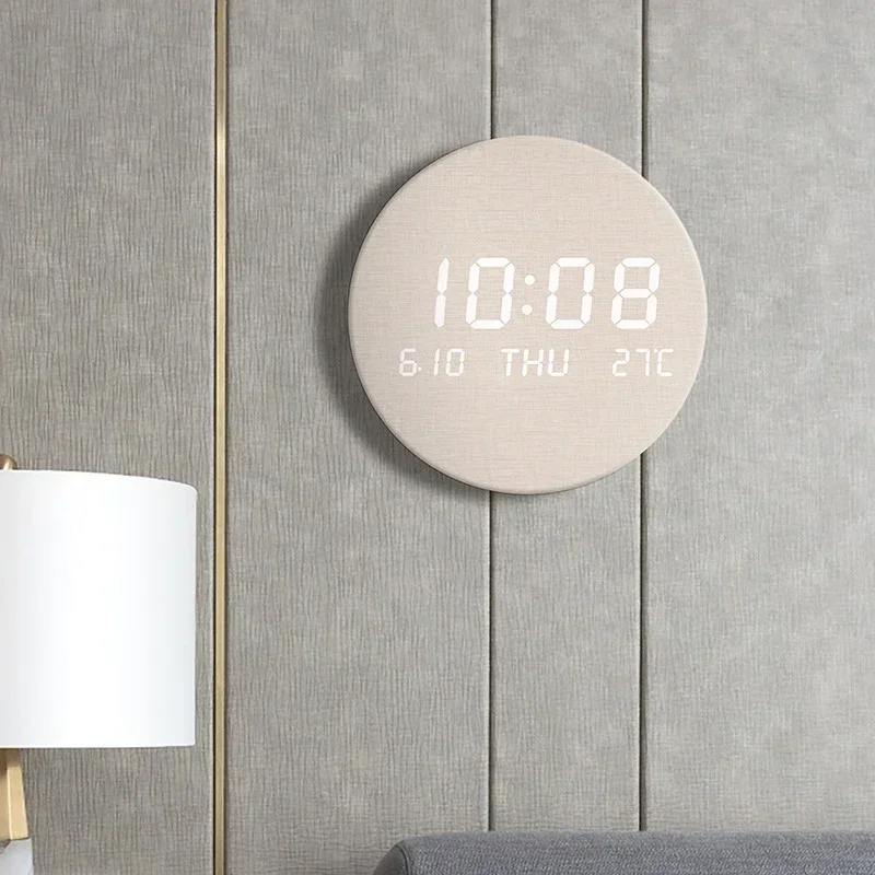 

Style Temperature Creative Hanging Clock LED Display Mute Time Nordic Wall For Date Room Living Digital Bedroom