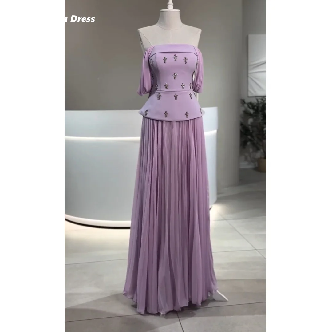 

Lena Sleeveless Prom Dress Custom Made Prom Dresses 2025 Luxury Ball Dress Off-shoulder Rhinestone Decoration Robe Soiree Party