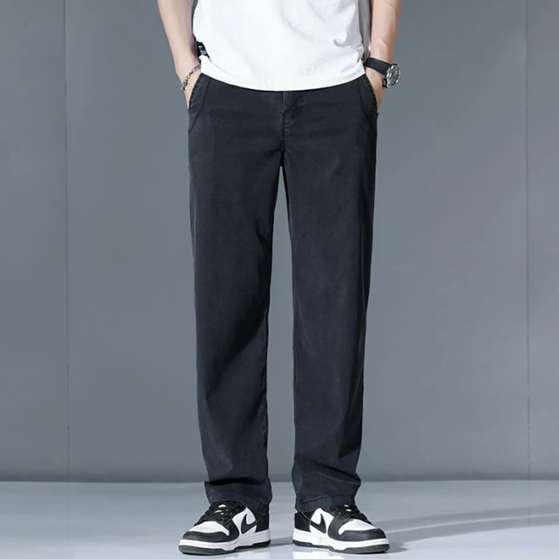 Lyocell Tencel Jeans Men's Spring Summer Thin Straight Casual Loose Pants in Multiple Colors to Choose From