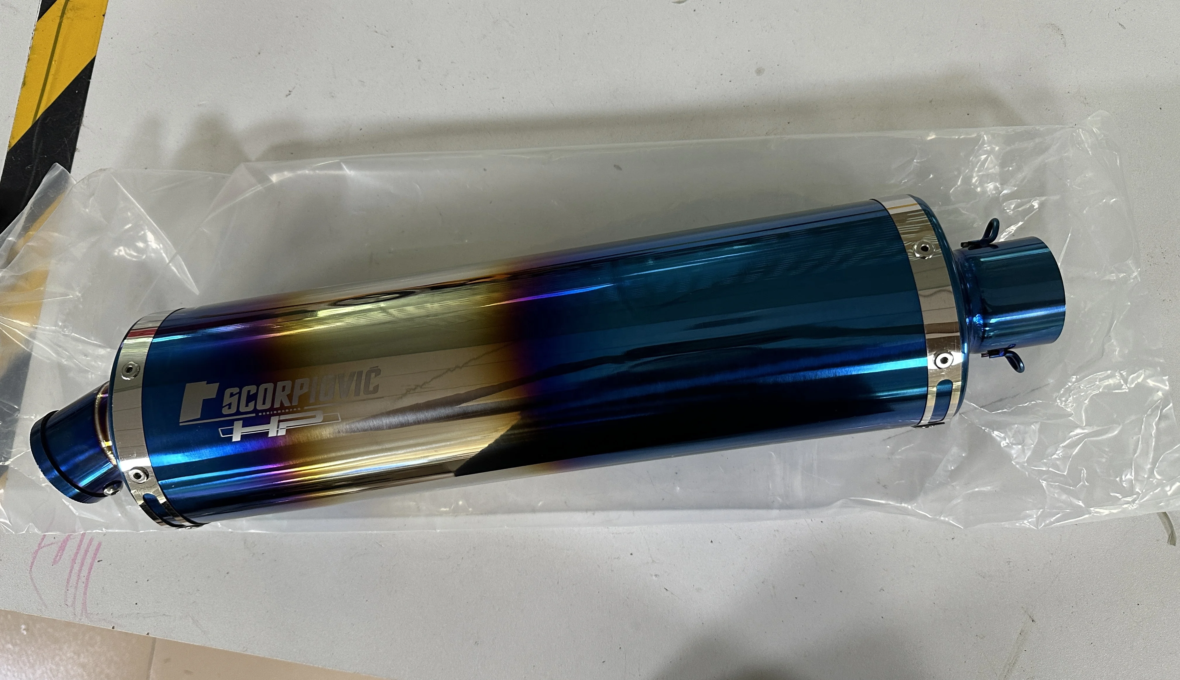 Système d'échappement universel pour moto, 340 440 540 Mm, échappement rétro bleu chromé T118