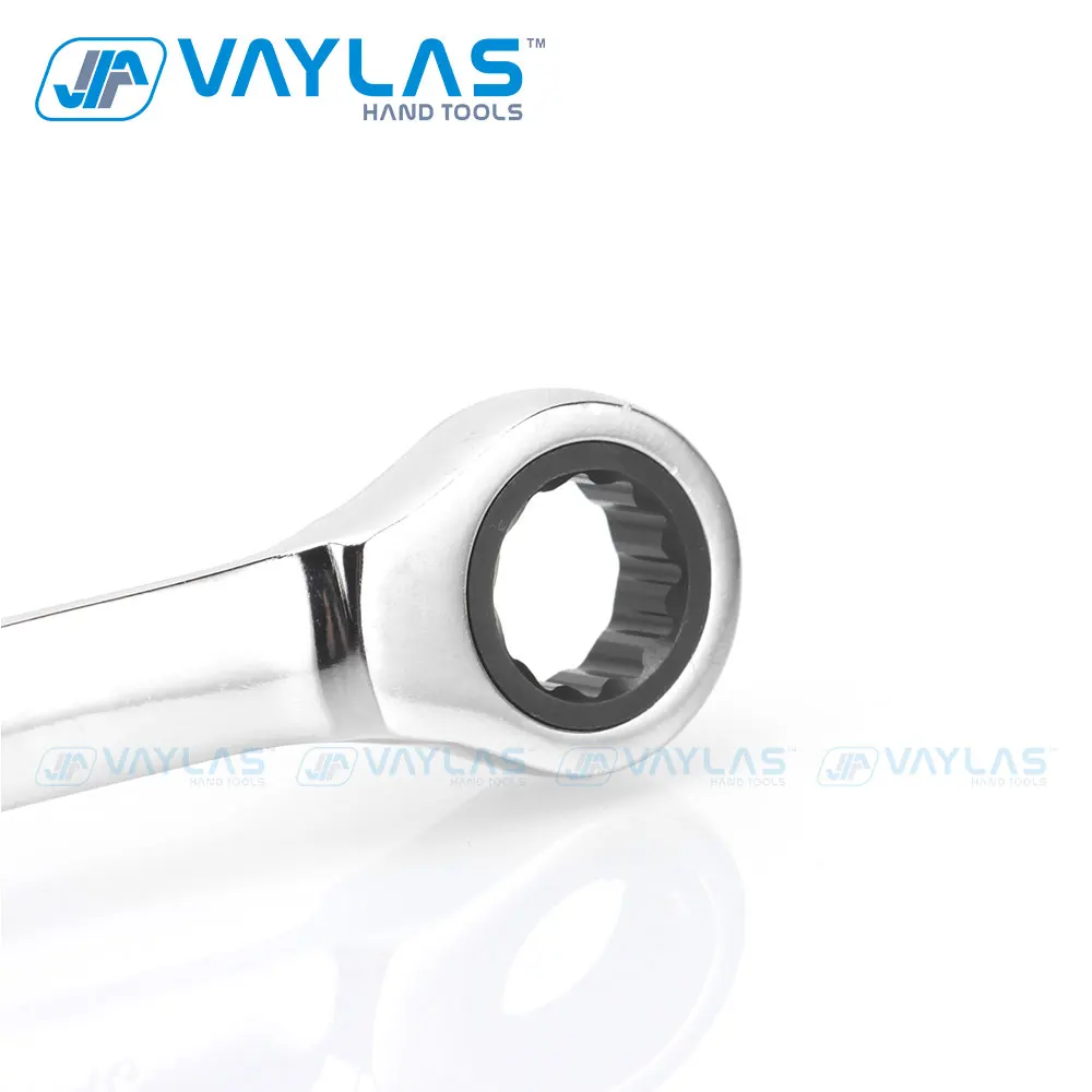 VAYLAS 9mm Combination Wrench Fixed Head Ratcheting 72T and Open End High Torque Mirror Polish Spanner Repair Hand Tool