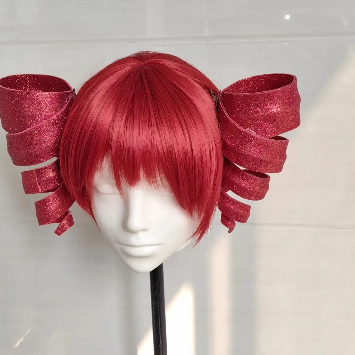 Anti-Gravity Cosplay Wig Teto Heavy Stress Flash Powder Material Tail Fake Hair for Anime Gaming Conventions Party Props