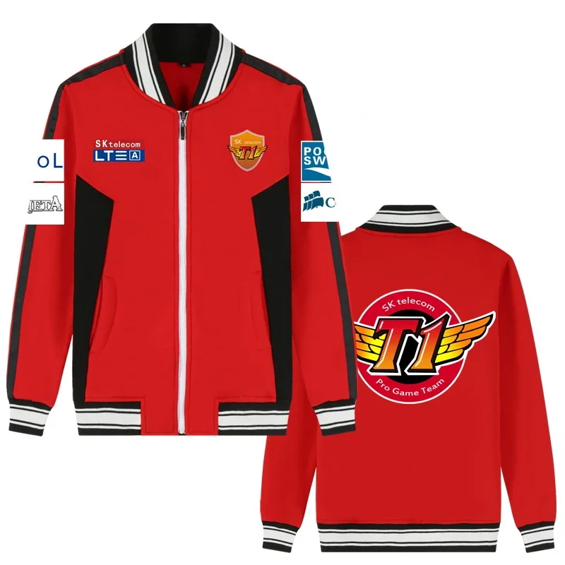 Game LOL World Champion SKT T1 Team Players Uniforms Faker Game Baseball Uniform Winter Men's Thicken Plus Size Print Jacket