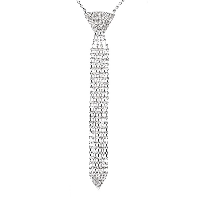 

SHXICreative Long Tie, Rhinestone Tassel Necklace, Personalized Exaggerated Wind Claw Chain Necklace