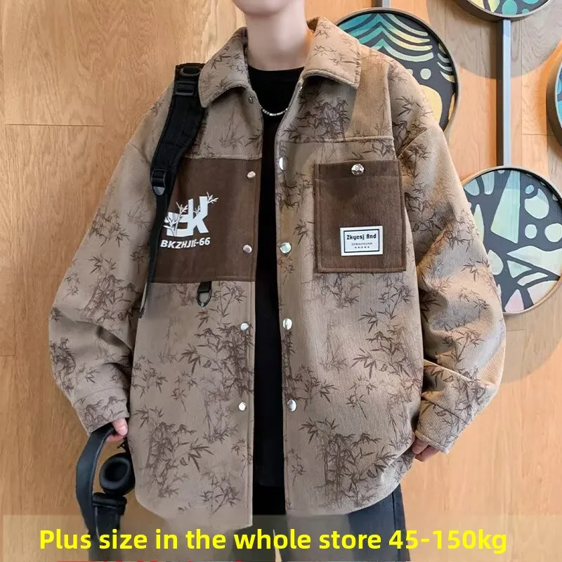 

Casual Workwear Jaet Men's Spring Autumn Loose Fit irt Sle Jaet Trendy Brand Loose Collar Casual Haome Top