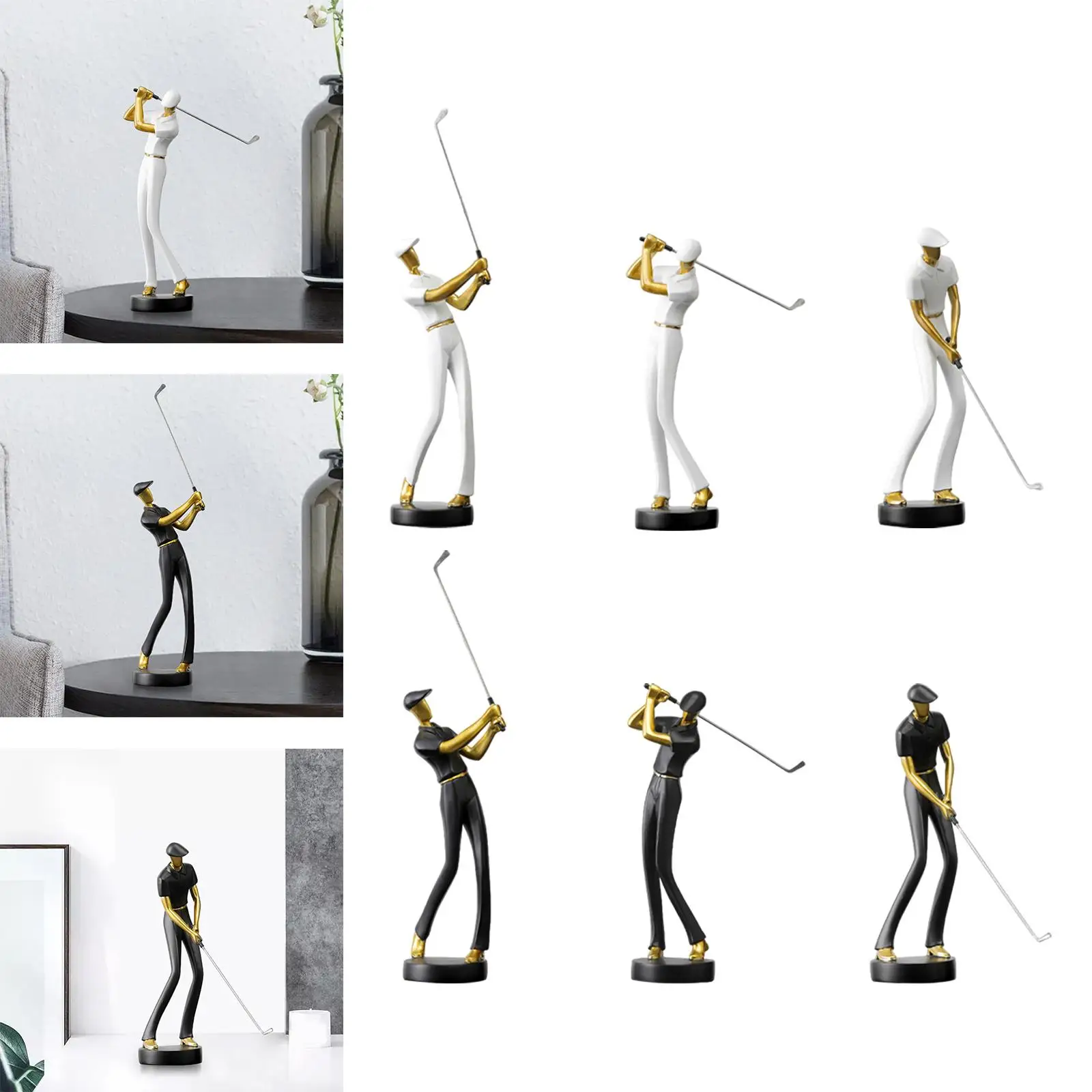 Resin Golf Figure Creative Golfer Statue Modern Desk Centerpiece Home Office Table Decorative Ornament for Bedroom
