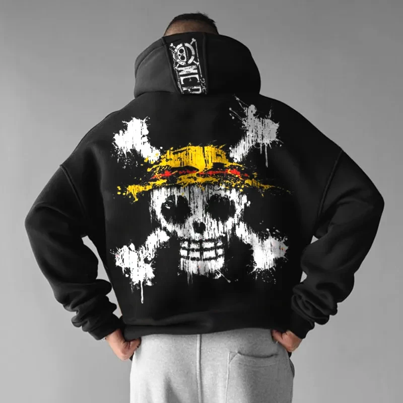 

Street Skull ONE PIECE Pullover Anime Printing High Quality Unisex Casual Comfortable Loose Hoodie Parent-Child Wear