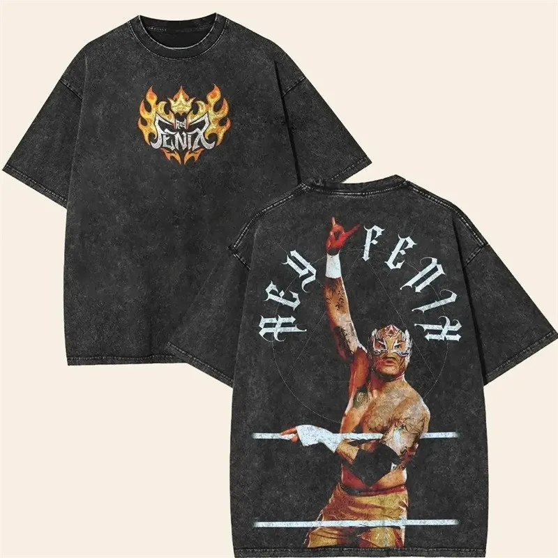 Rey Fenix Merch Tracklist Cotton Tee Summer Women Men Fashion HipHop Vintage Wash Short Sleeve T-Shirts