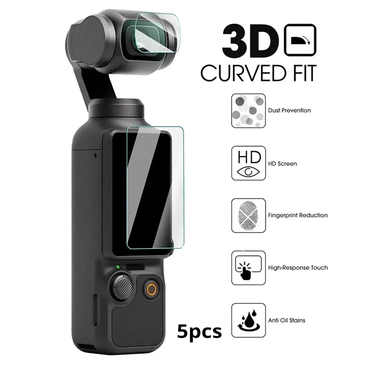 update. Tempered Glass Screen Protector for DJI Osmo Pocket 4:Anti-Scratch Lens Film Protective Cover Accessories 5pcs