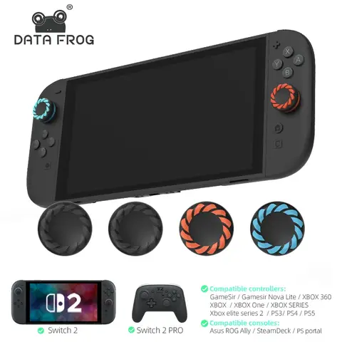 DATA FROG 스위치 2 용 실리콘 엄지 그립 캡 Joy-Con 컨트롤러 NS2 액세서리와 호환되는 미끄럼 방지 조이스틱 캡 커버