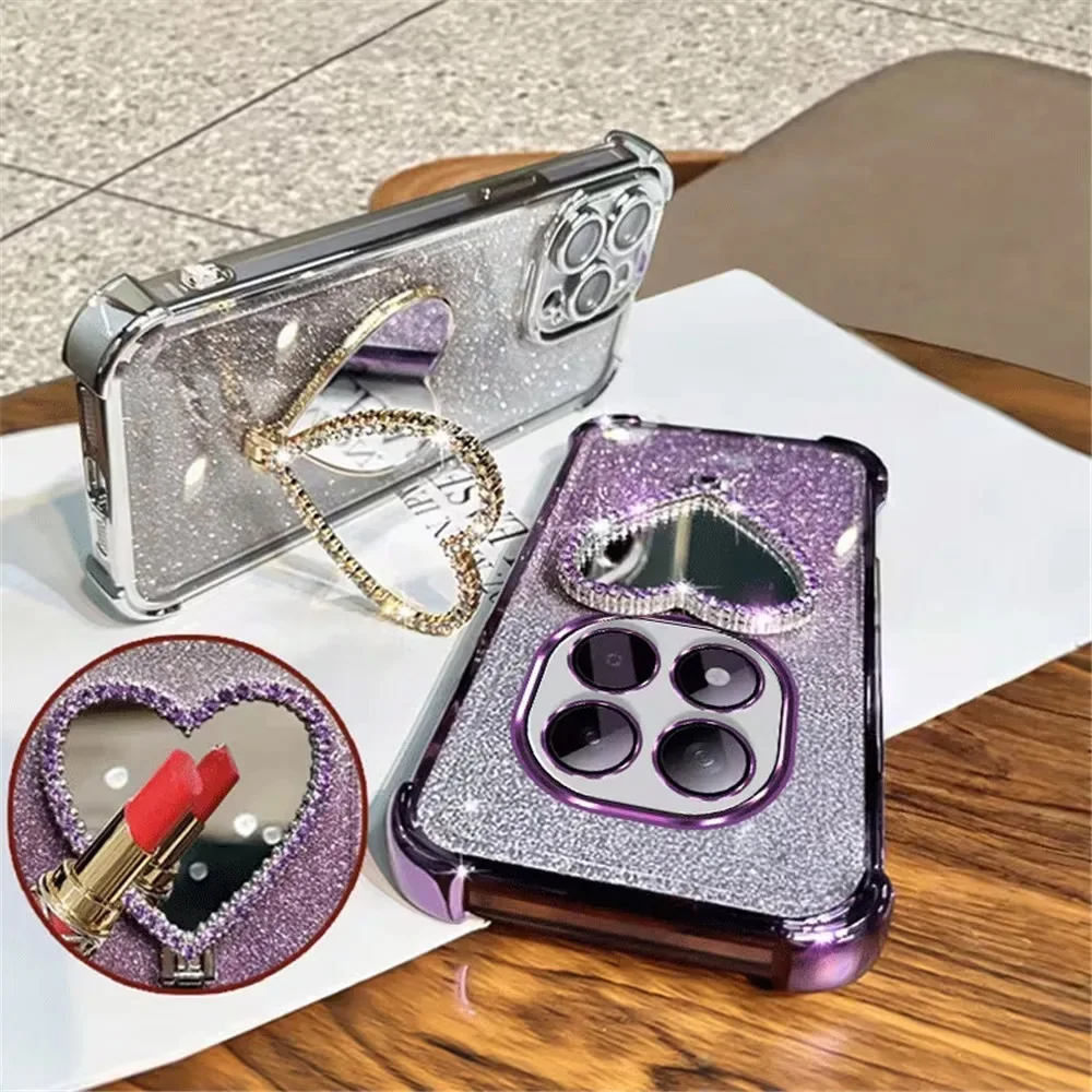 Glitzer-Herz-Spiegelhalterung Hülle für Honor X9D X7D X8D X6D X9C X9B X7C X6A X6B X6C X8B X8C X5D X5C X5B Stoßfeste Abdeckung – Detail 3
