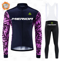 Merida Winter Thermal Fleece Cycling Clothing Road Bike Uniform Man Bicycle Equipment Jersey Men Clothes Men's Jacket Mtb Bib