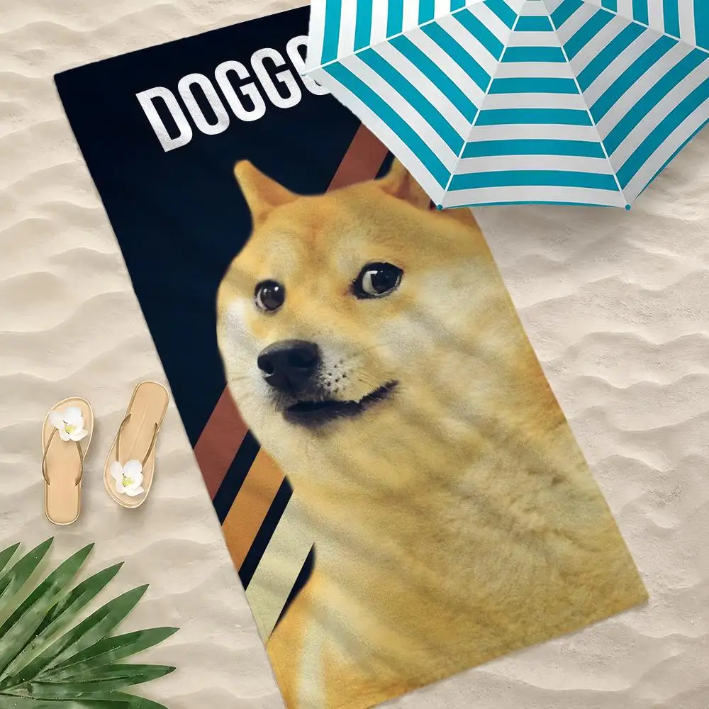 Cryptocurrency Dogecoin Towel Towel Beach Towel Oversized Quick Dry Towel Absorbent Soft Swim BeachTowels for Men Women