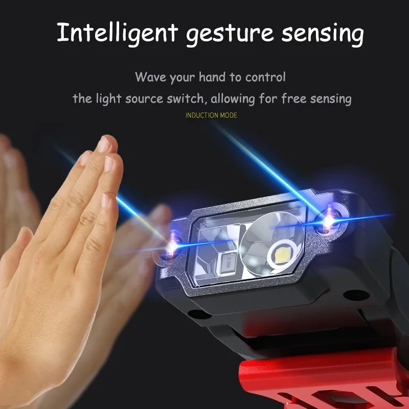 LED 센서 헤드램프, 매우 밝은 모자 클립 캡 라이트, 낚시 헤드라이트, USB 충전식 조명, 각도 조절 가능 캠핑 헤드램프