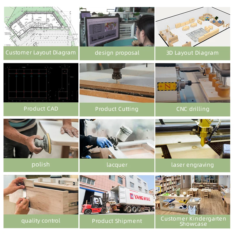 Children's wooden rectangular table learning training desks and chairs