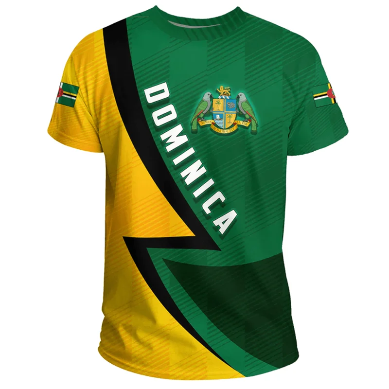 Dominica Coat Of Arms 3D Printing T Shirt The Commonwealth Of Dominica Flag Map Graphic Tee Shirts Casual Mens Clothing T-shirts