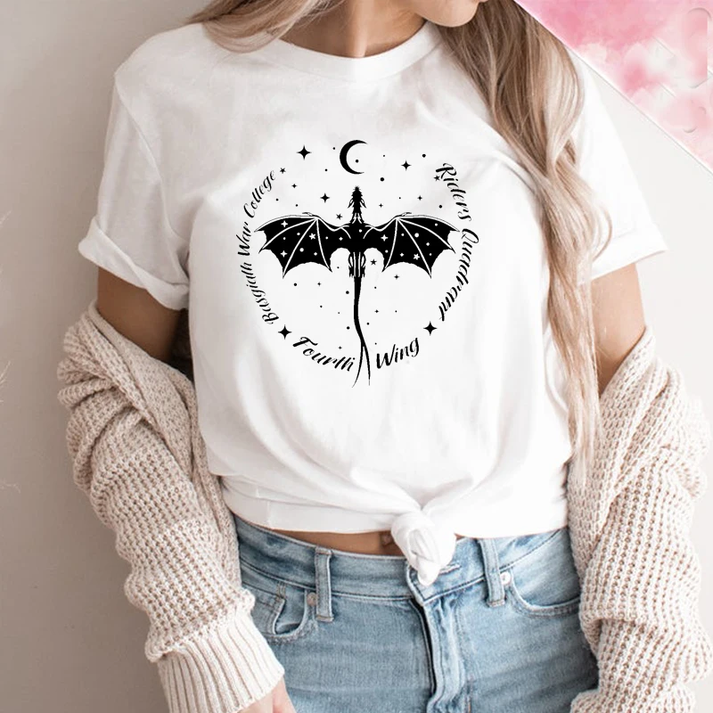 Gothic Drak Hell Graphic T Shirts Women Harajuku Fourth Wing  Tshirt Basgiath War College Rebecca Yoros Bookish T-shirt Female