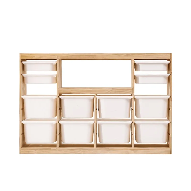 Children's toy storage rack Large capacity bookshelf Shelf Locker Baby toy storage cabinet Solid wood