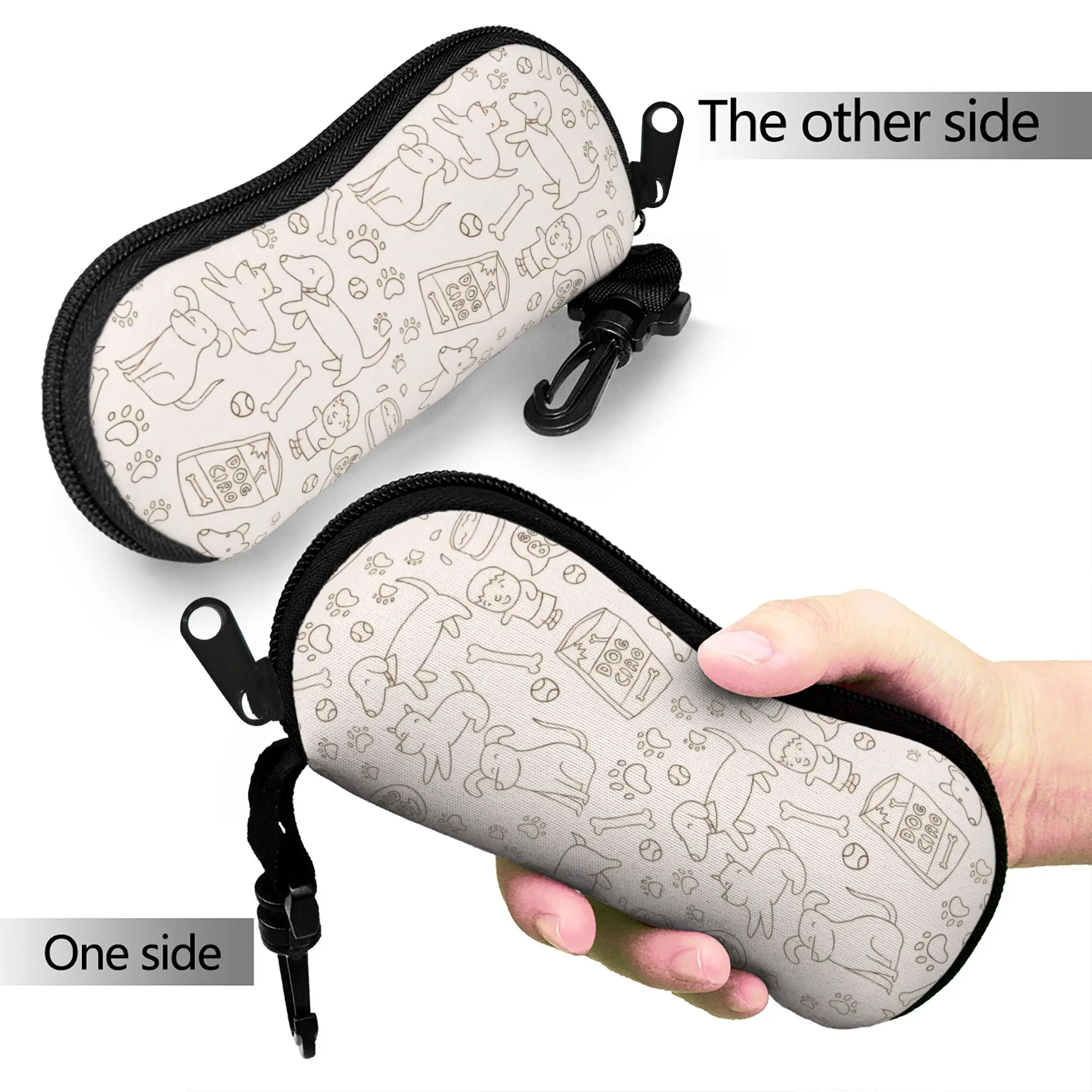 Retro Vintage Art Cute Dogs Glasses Case Male Female  Sunglasses Case Soft Portable Eyewear Bag Daily Glasses Box