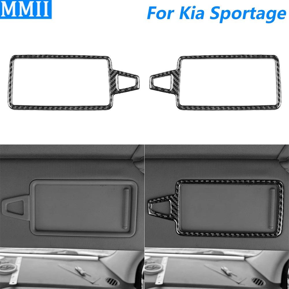 

For Kia Sportage 2011-2016 Carbon Fiber Cosmetic Mirror Frame Panel Decorative Cover Car Accessories Interior Decoration Sticker