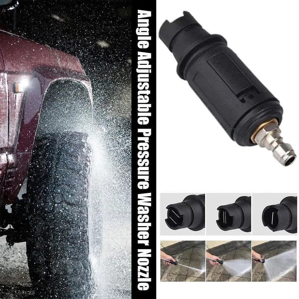 각도 조절 가능 고압 세척기 노즐 3000 PSI - 1/4인치 퀵 플러그 연결 분무기 (자동차 정원 청소용) 썸네일 3