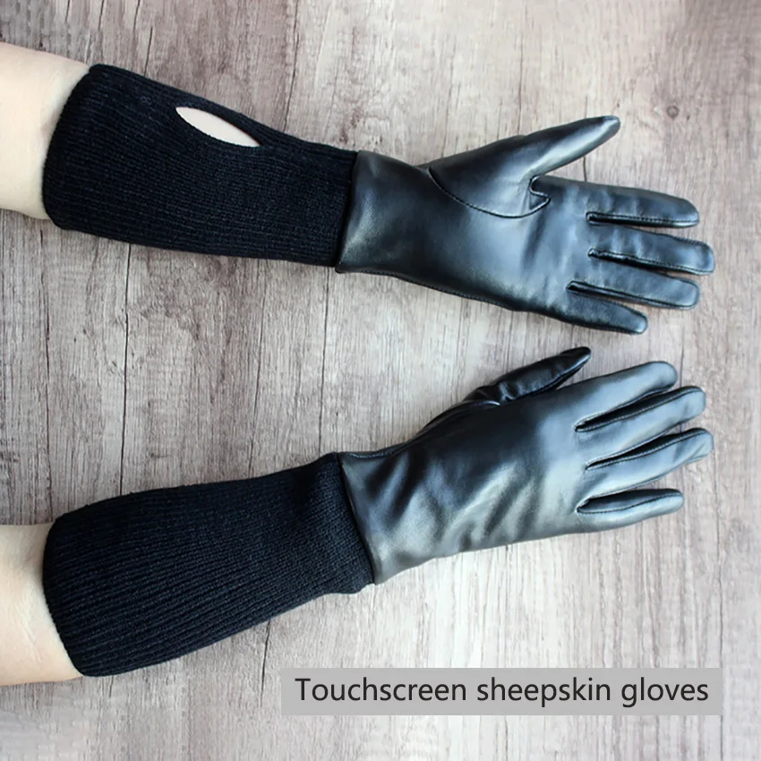 guantes-largos-de-piel-de-oveja-para-mujer-guantes-elasticos-de-cuero-con-pantalla-tactil-mangas-acanaladas-forro-de-terciopelo-guantes-calidos-para-conducir-en-otono-e-invierno
