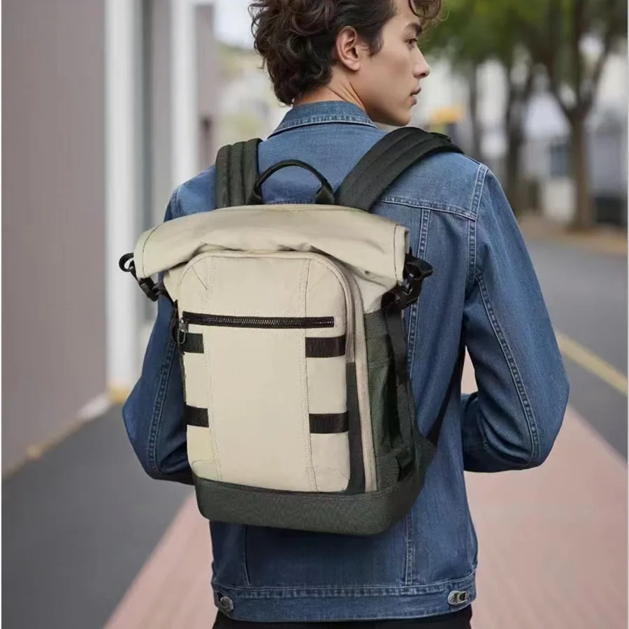 

FIDO DIDO 2025 New Simple Fashion Backpack Waterproof Roll Expansion Multi Layer Large Capacity Travel Bag Genuine 2503