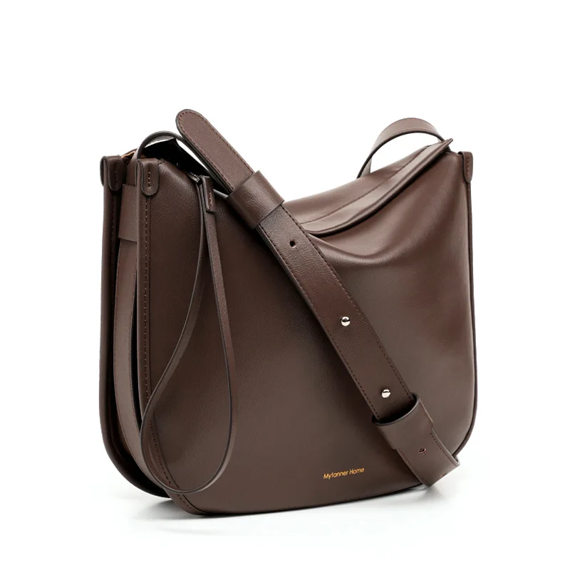 

New Tote Bag Lazy Style Leather Bag Comfortable Soft Cowhide Large Capacity Minimalist Commuter Shoulder Messenger Bag