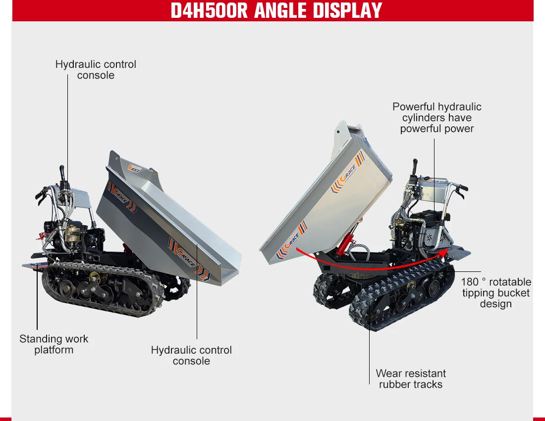 تسليم سريع شاحنة قلابة صغيرة مجنزرة مخصصة اللون المدمجة شاحنة قلابة بالجملة 500 كجم 800 كجم شاحنة قلابة صغيرة صغيرة