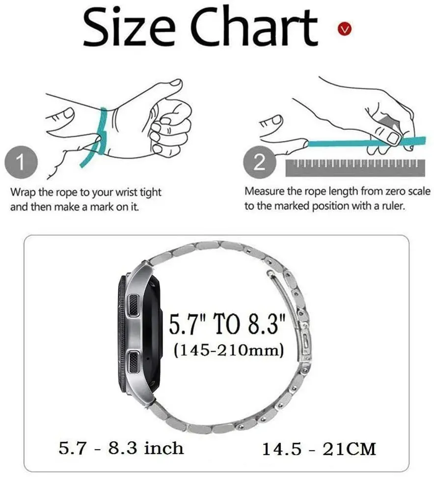 삼성에 적합한 갤럭시 워치 3 스테인리스 스틸 손목 스트랩, 45mm, 메탈 팔찌, 시계 밴드 벨트, 41mm