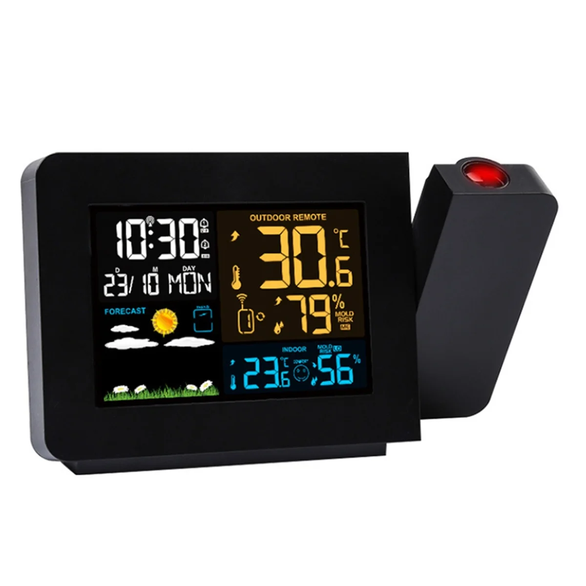 

NEW Digital Weather Station Wireless Thermometer with Sensor Weather Forecast Temperature Humidity Projection Clock EU Plug