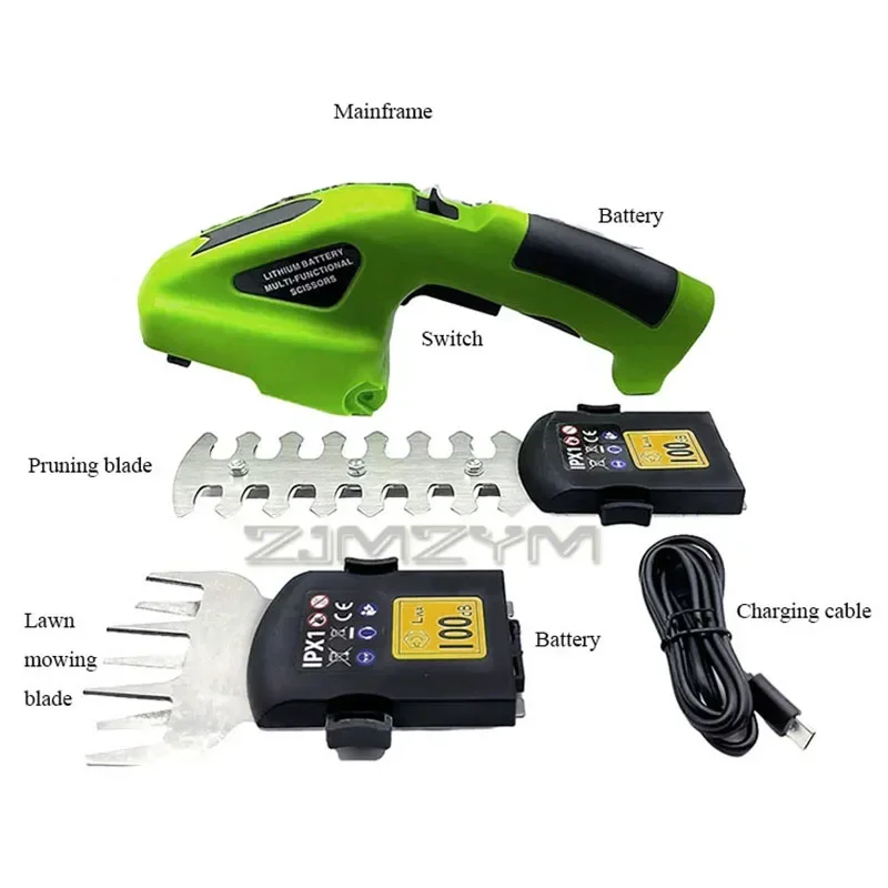 

Rechargeable Powerful Shear With 2 Knife Heads 2In1 Electric Grass Cutter Single Handheld Hedge Trimmer Cordless Fence Scissor