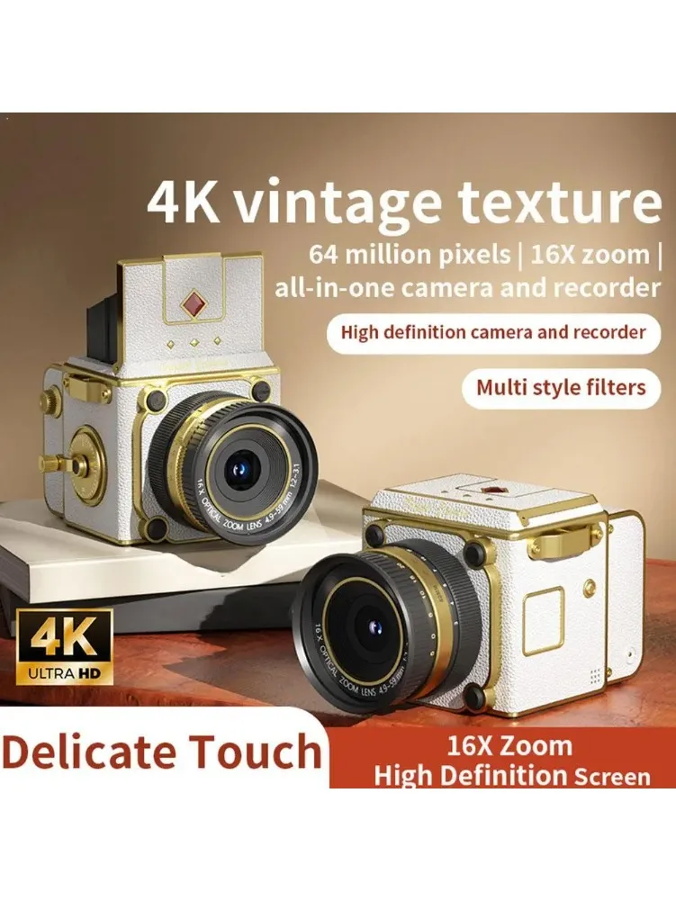 Retro Tragbare CCD-Kamera mit 16-fachem Digitalzoom, studentenfreundliche Simulations-Doppelreflex-Digitalkamera für Anfängerfotografie, Mini