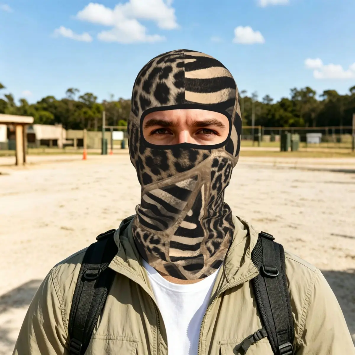 Animal Leopard And Zebra Breathable Balaclava Full Face Mask Sun Protection Neck Gaiter For Motorcycle Cycling Fishing Outdoor