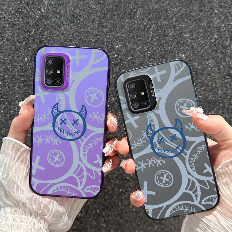 Painted Cartoon Demon Phone Case For Samsung Galaxy A51 A31 A71 A 51 Frosted Electroplated Shock-absorbing Cover Funda