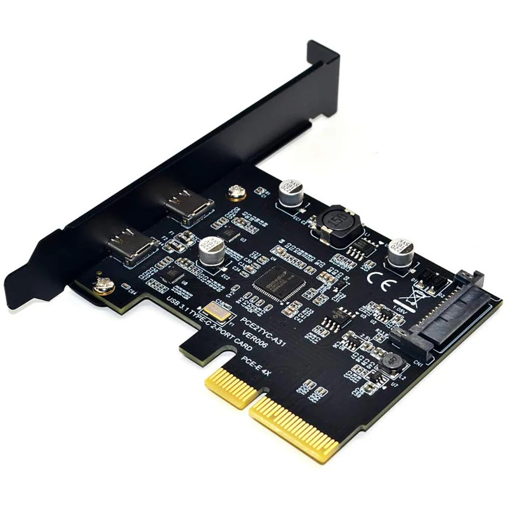 Imagem -02 - Pci-e Pci Express 4x para Usb 3.1 Gen 10 Gbps Portas tipo c Placa de Expansão Asm3142 Chip Conector de 15 Pinos para Windows Linux