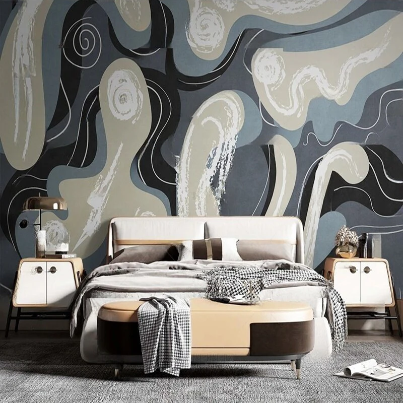 Customized Wall Mural Wallpaper Modern Minimalist Abstract Line Art Vintage TV Background for Living Room Bedroom Office Decor
