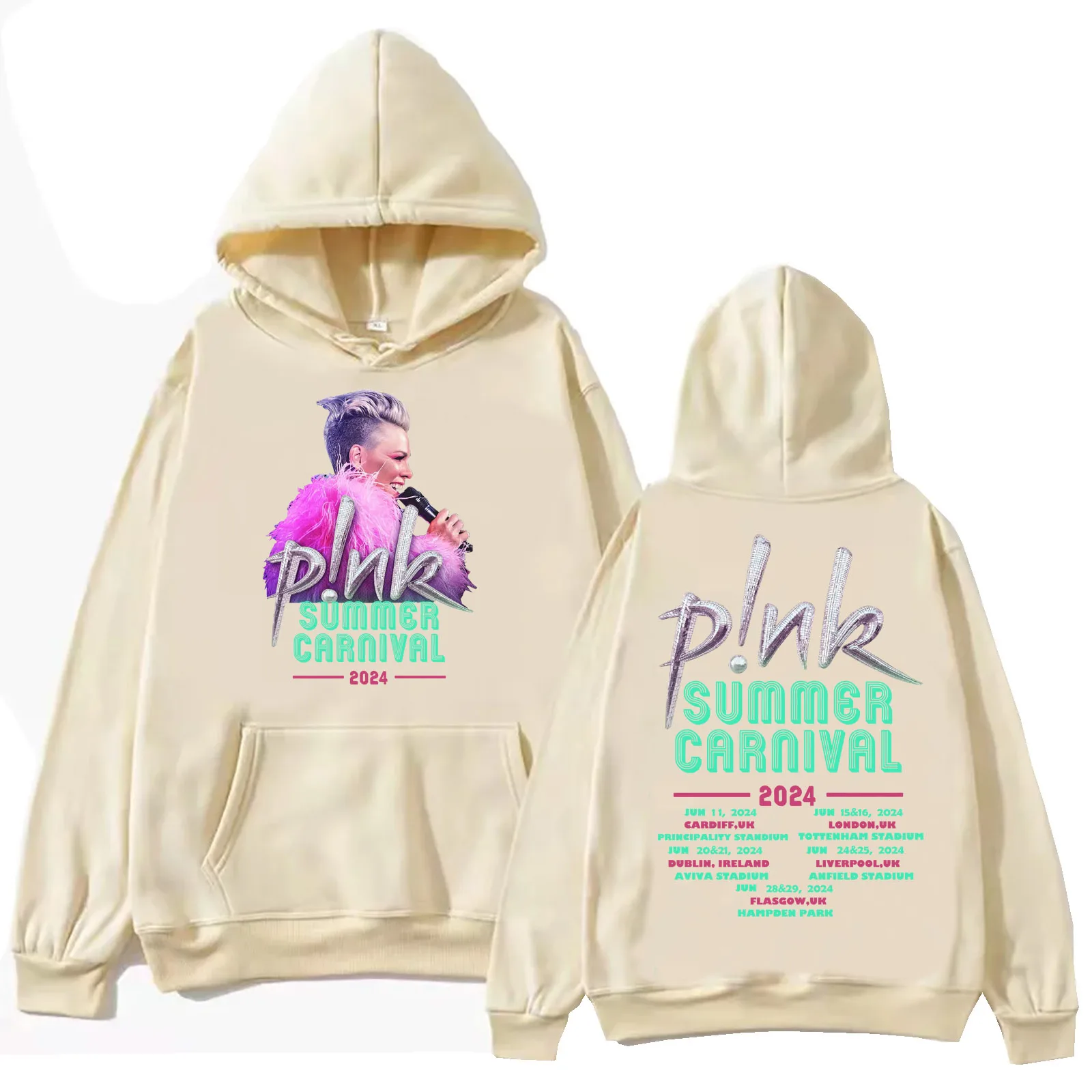 Pink Singer Summer Carnival 2024  Hoodie  Man Woman Harajuku Hip Hop Pullover Tops Sweatshirt Fans Gift