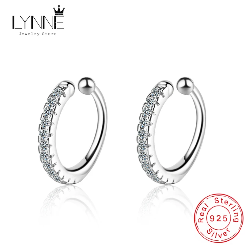 Moda 925 Sterling Silver Decorate C Type Zircon Clip Earrings Punk Rock Rhinestone No Hole Clip Ear Women&Girl Jewelry Gift