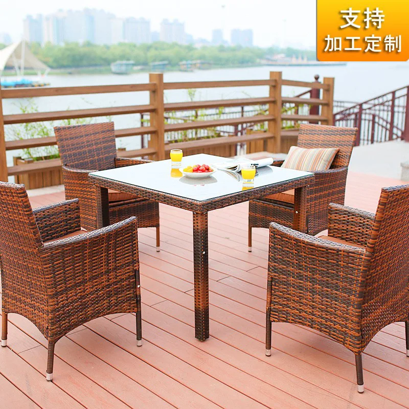 Outdoor tables and chairs courtyard leisure rattan chair combination terrace garden outdoor tea table furniture chairs waterproo