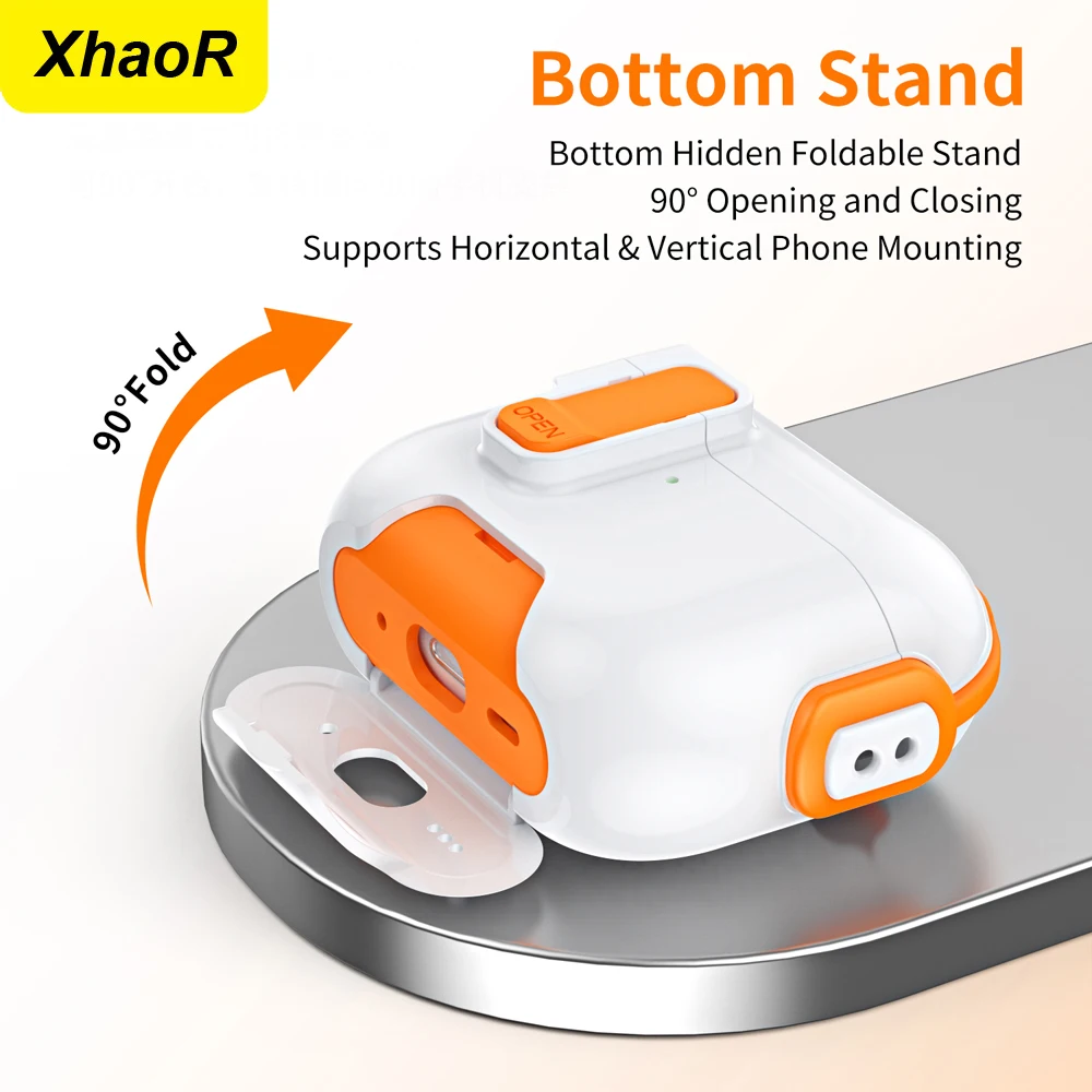 Funda para auriculares para Airpods 4 ACN, funda con gancho de bloqueo de seguridad magnético, soporte para teléfono, cordón y llavero, funda protectora de cuerpo completo