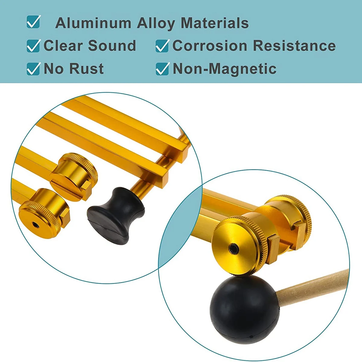 Set di diapason da 3 pezzi (128 Hz, 256 Hz, 512 Hz) Kit diapason per guarigione, chakra, terapia del suono, forcella scorrevole sonica (oro) Vogue