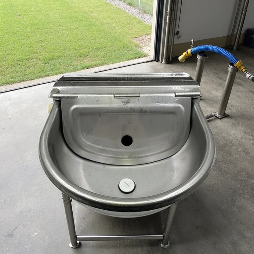 Filles d'Eau en Acier Inoxydable 304 avec Trou de Vidange, Flotteur existent pour Fskins, Cheval, Vache, Fournitures pour Mouton, Chien, Animal de Compagnie, Chèvre, Bétail