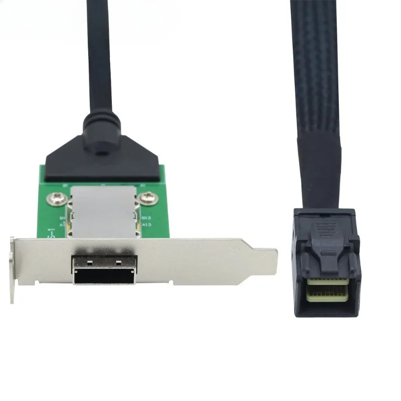 0.5-1m External Mini SAS HD SFF-8088 26P PCBA Female Adapter with Low Profile Bracket To SAS SFF-8643 12Gbps Externa